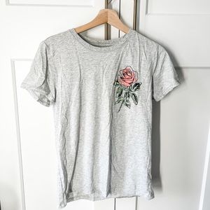 Aeropostale Rose Sketch Flocked Graphic Tee